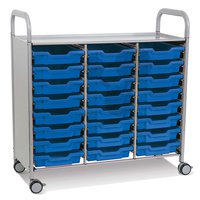 Laboratorní skříň Callero Plus, 24 mělkých modrých přepravek