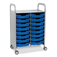 Laboratorní skříň Callero Plus, 16 mělkých modrých přepravek