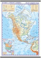 Severní a Střední Amerika-nástěnná obecně zeměpisná mapa