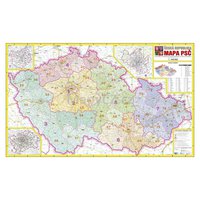 Nástěnnná mapa - Česká republika PSČ, 113 x 70 cm, lamino + 2 lišty