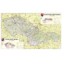 Nástěnná mapa - České a Slovenské republiky 160 x 110 cm, laminovaná s očky