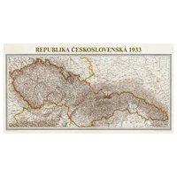 Nástěnná mapa - Československo 1933, velká 200 x 110 cm, lamino + očka