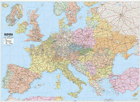 Evropa silniční - nástěnná mapa
