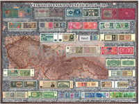 Peněžní nástěnná mapa Československa 1918 - 1992