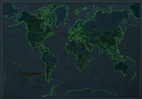 Svět svítící ve tmě - nástěnná mapa