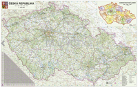 Česká republika silniční - nástěnná mapa 124 x 79 cm, lamino + 2 lišty