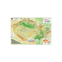 Nástěnná mapa ČR, obecně zeměpisná 140 x 100 cm, lamino + 2 lišty