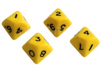Desetistěnné hrací kostky 4ks - jen jednotky (0-9)