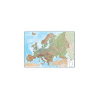 Nástěnná mapa - Evropa fyzická 136 x 100 cm laminovaná s 2 lištami