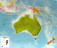 Nástěnná mapa - Austrálie 120 x 100 cm, lamino + lišty