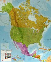 Nástěnná mapa - Severní Amerika 100 x 120 cm, lamino + lišty