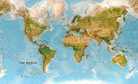 Svět zeměpisný - nástěnná mapa 136 x 85 cm, lamino + 2 lišty
