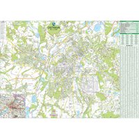 Nástěnná mapa - Ostrava 120 x 111cm , laminovaná s 2 lištami