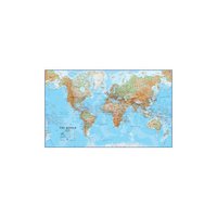 Nástěnná mapa - svět fyzický 136 x 85 cm, laminovaná s 2 lištami