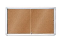 Horizontální interiérová korková vitrína s posuvnými dveřmi
