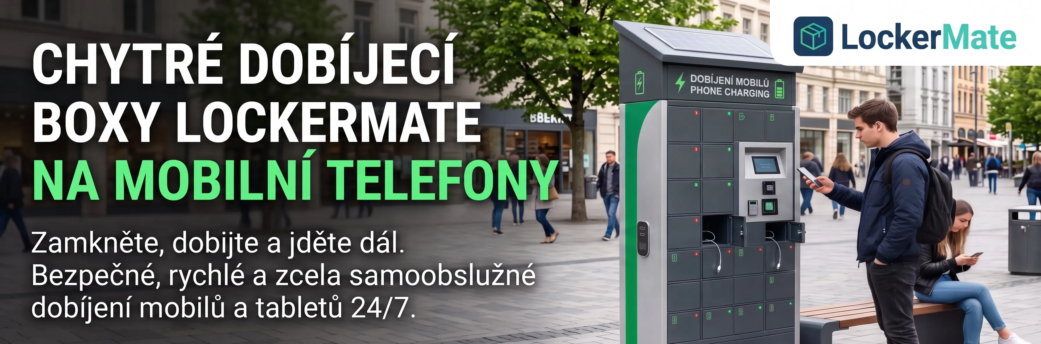 Chytré dobíjecí boxy LockerMate na mobilní telefony