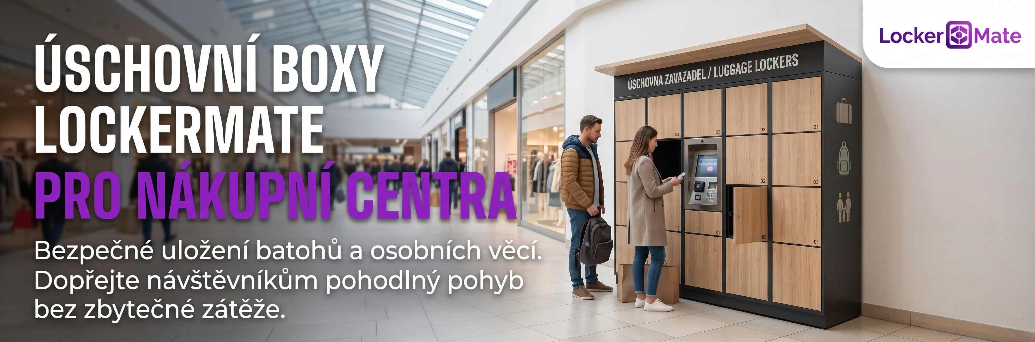 Chytré úschovní boxy LockerMate pro nákupní centra